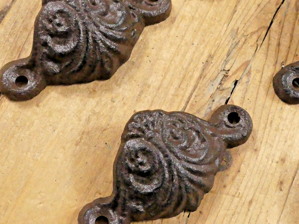 5 CAST IRON BROWN CUP PULLS DRAWER CABINET BIN HANDLES RUSTIC *DIFFERENT COLORS*
