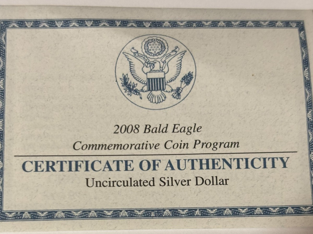 2008 Bald Eagle Commemorative Silver Dollar Uncirculated Nice