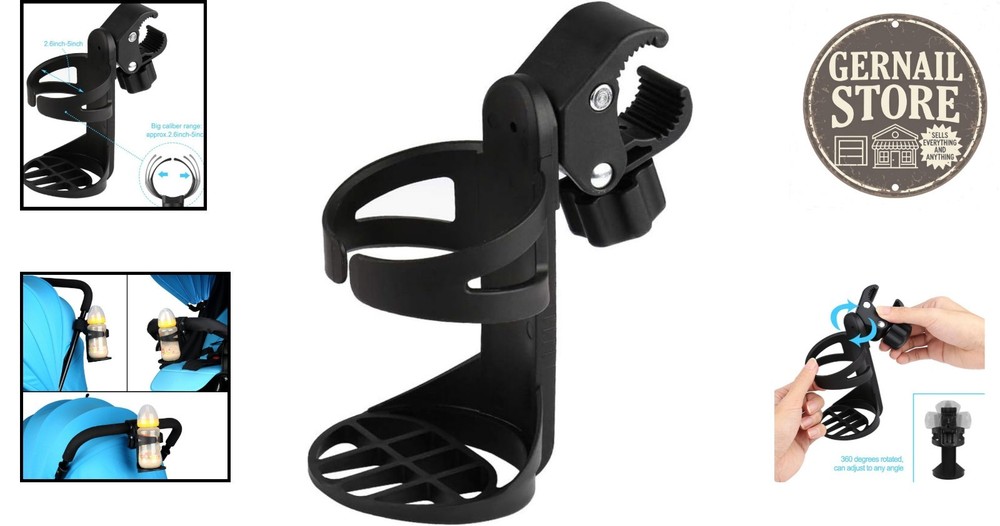 Universal 360° Drink Holder for Strollers & Mobility Aids - Easy Installation