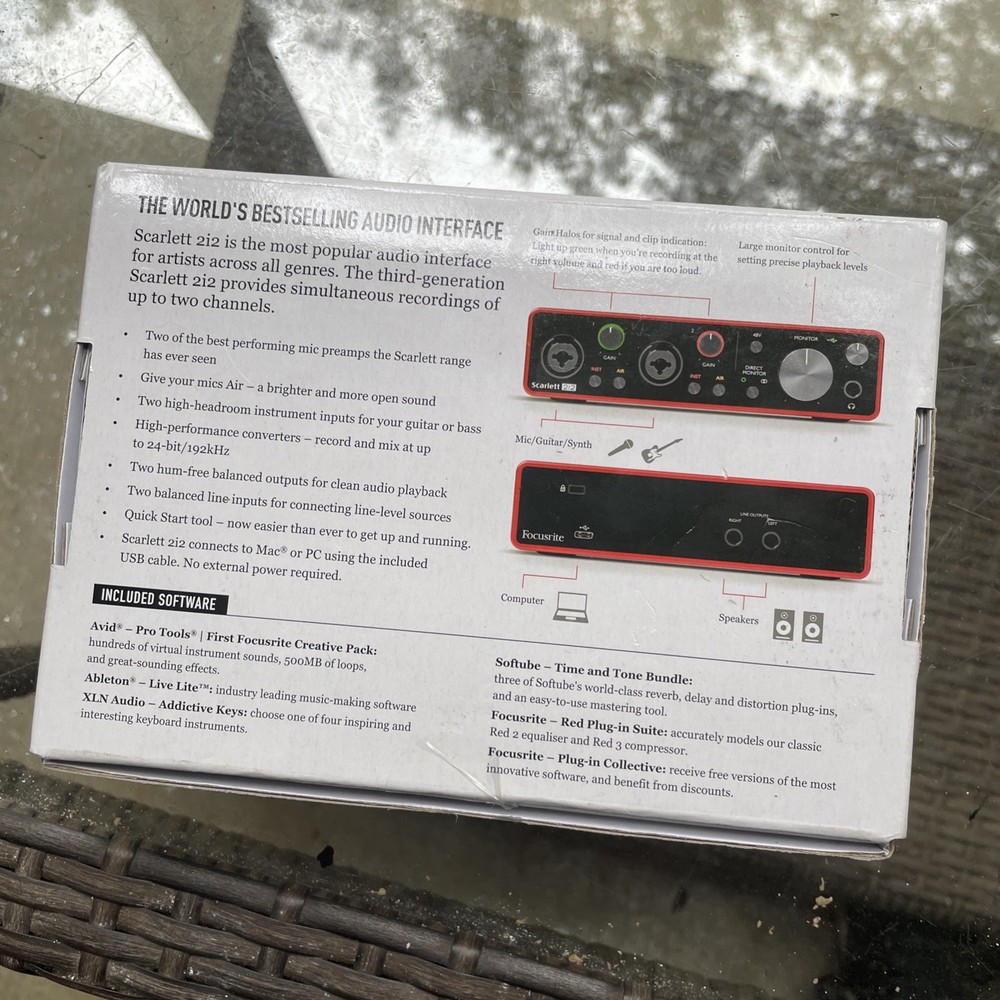 Focusrite Amplifier/Scarlett2I2 Audio Interface- USB 24-Bit/192 kHz