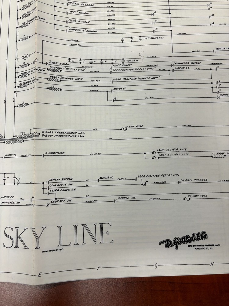 ORIGINAL-GOTTLIEB-SKY LINE-PINBALL-SCHEMATICS