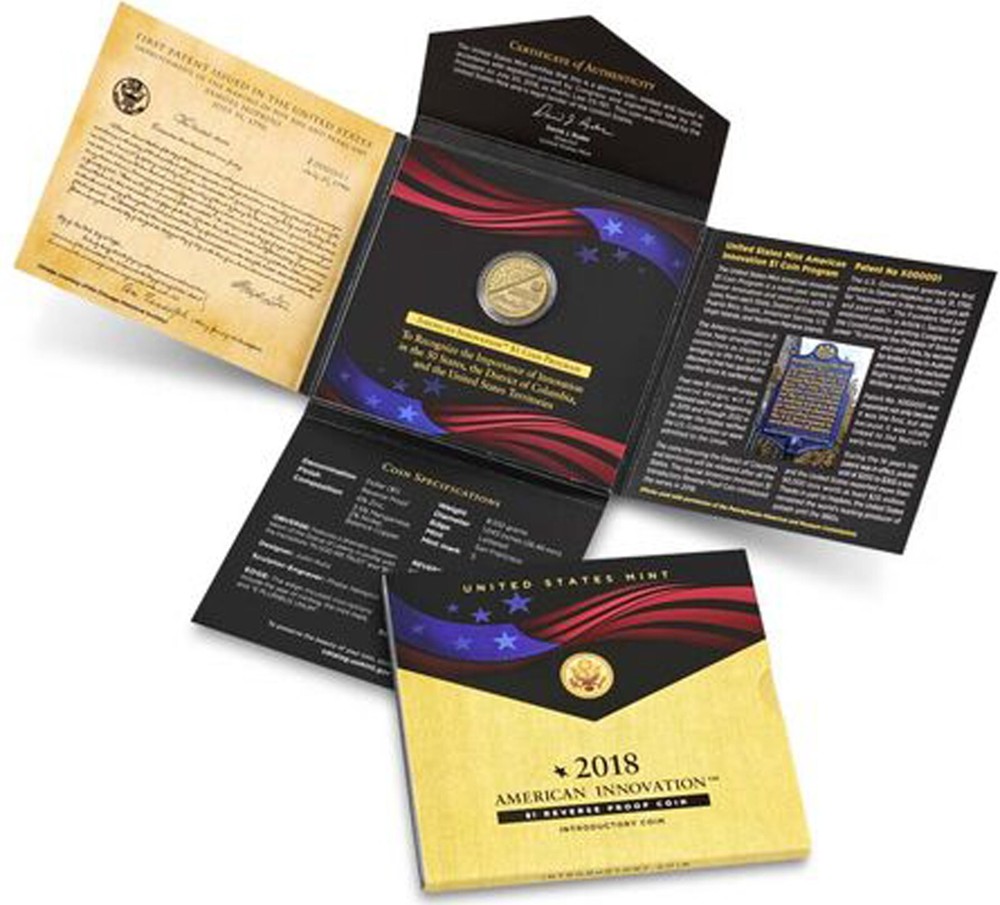 2018 American Innovation Introductory $1 Reverse Proof Coin As Issued by US Mint