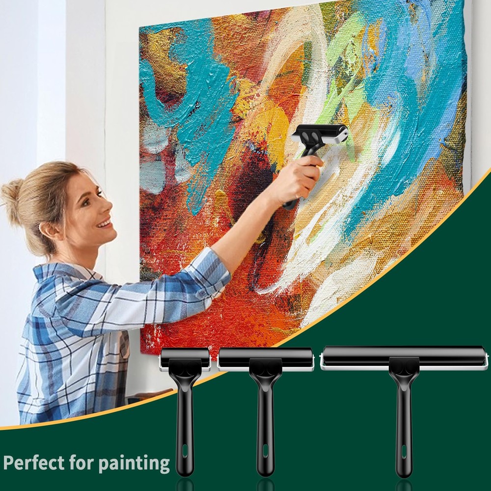 3 Pack Rubber Brayer Rollers for Crafting, Hard Rubber Rollers for Printmakin...