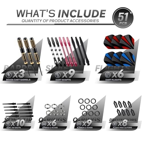 Soft Tip Darts – 3-Piece Set for Electronic 19g Soft Needle | Red/Black