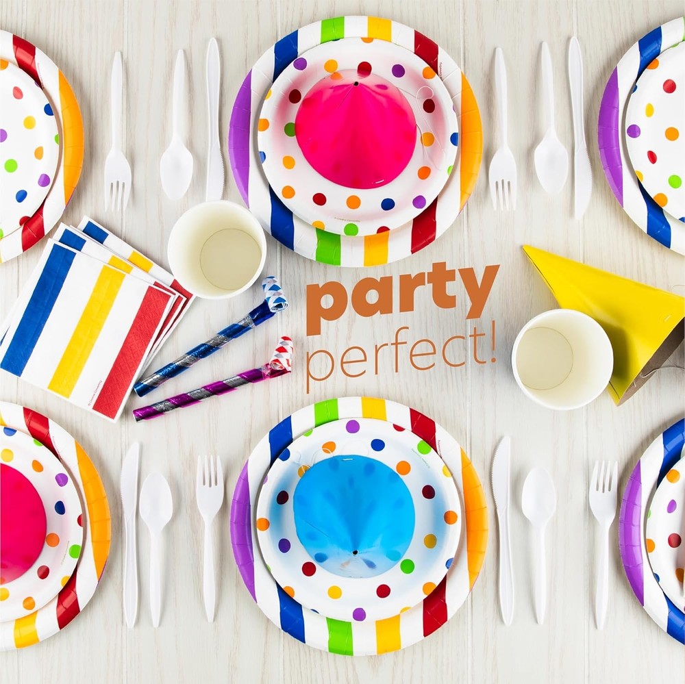 PLASTICPRO 400 Pack Disposable Plastic Utensils Assorted Colored White
