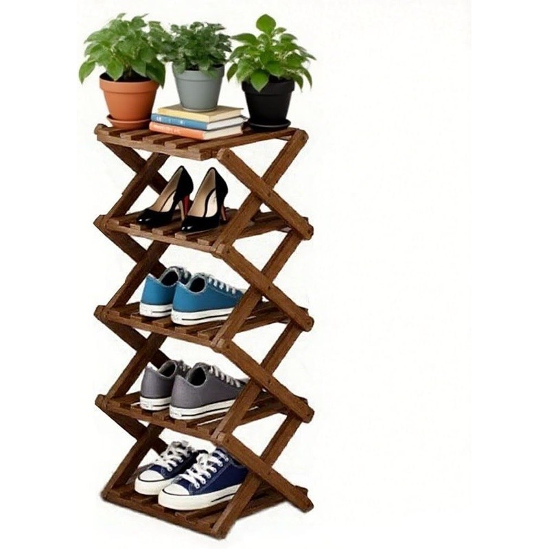 Multifunctional Bamboo Shoe Rack 5 Tier Foldable Organizer Home Storage New