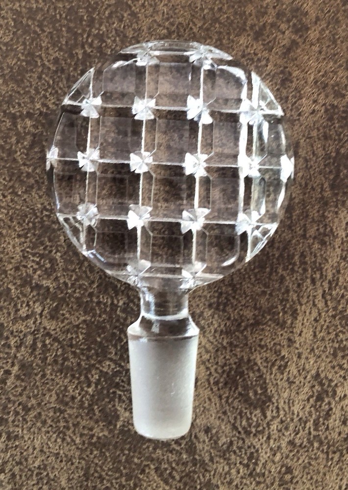 Art Deco Replacement Perfume Stopper Waffle Pattern Pressed Clear Glass
