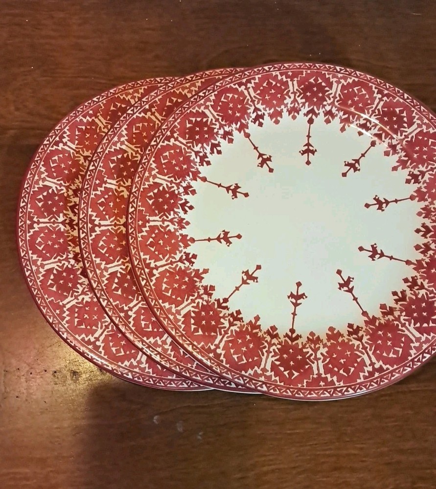Pottery Barn Tahoe Fair Isle Salad Plates X 3