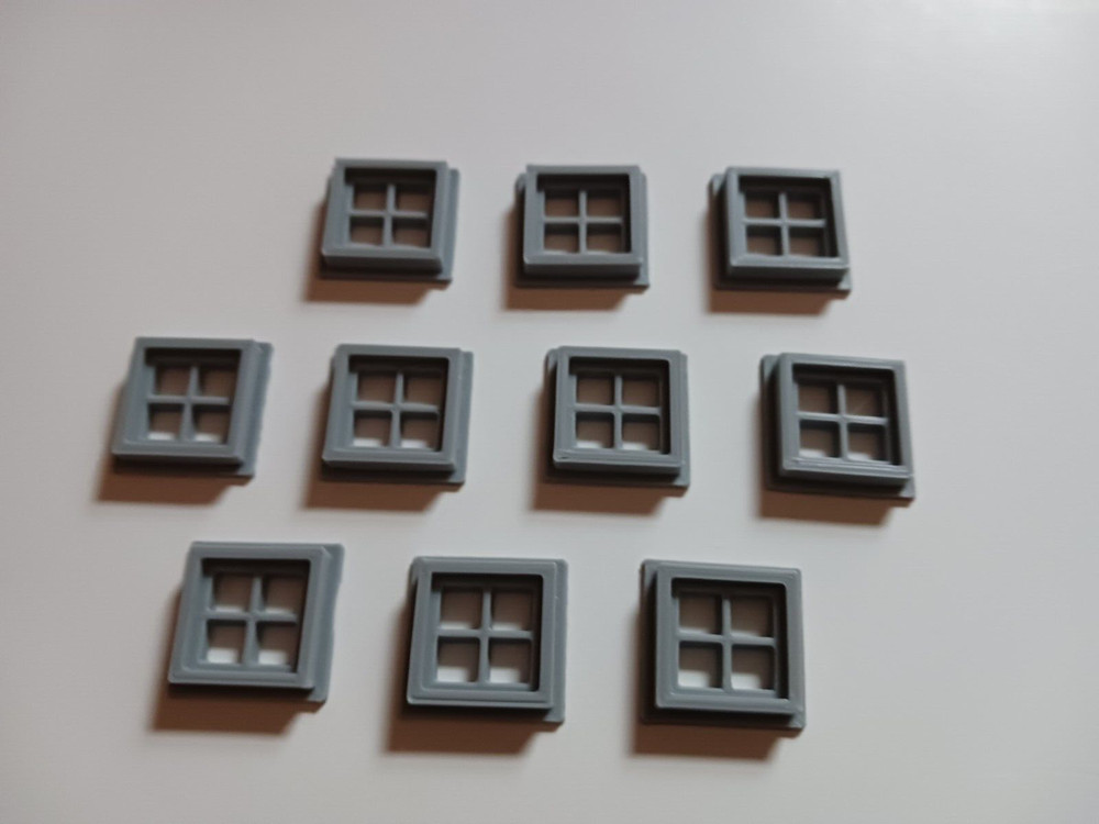 "HO" SCALE WINDOWS, BARN, HOUSE, WINDOWS,  KIT-BASH,  .650" x .650"  3D PRINTED