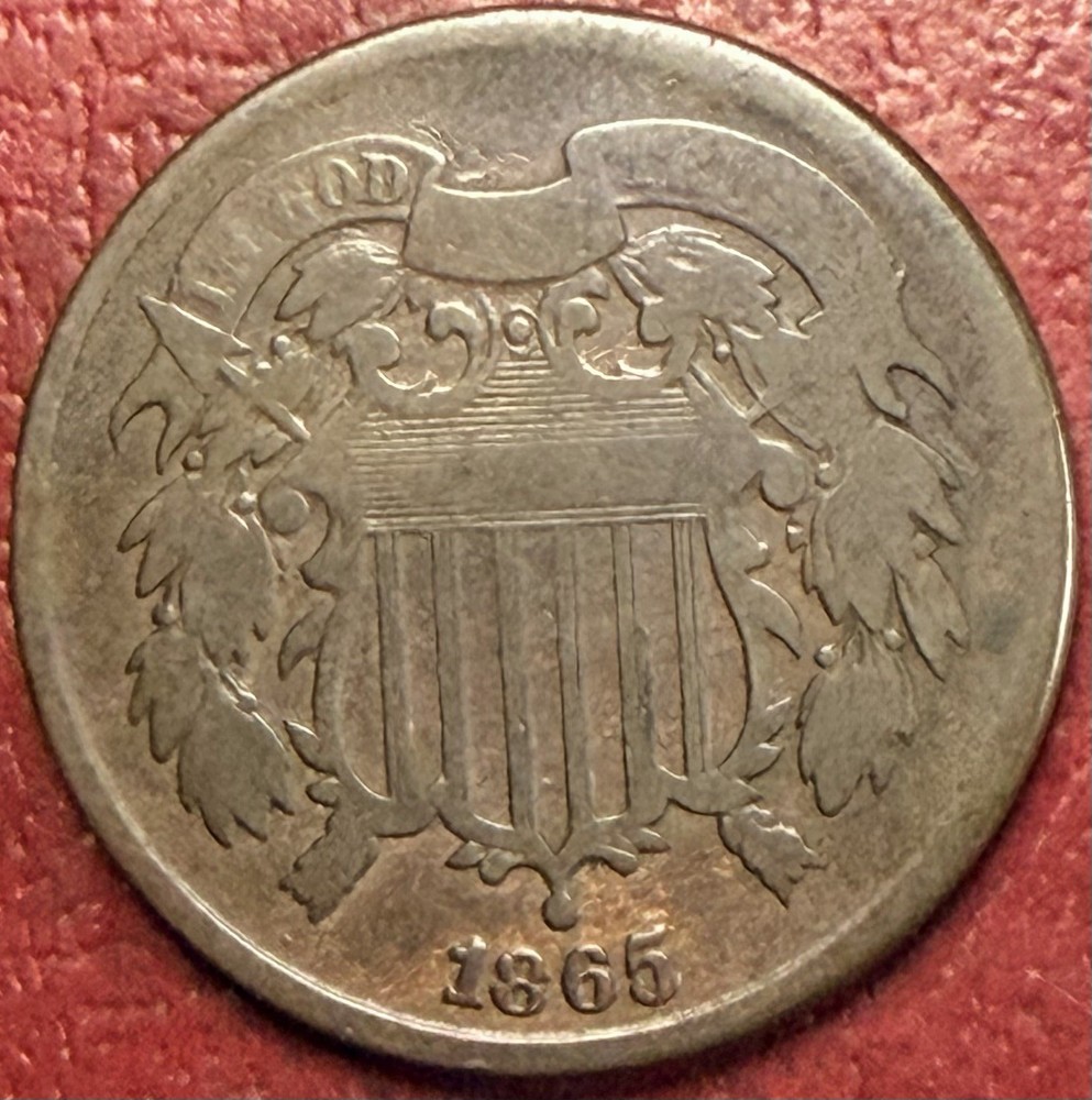 1865 Two Cent Piece. Better Grade. Free Shipping