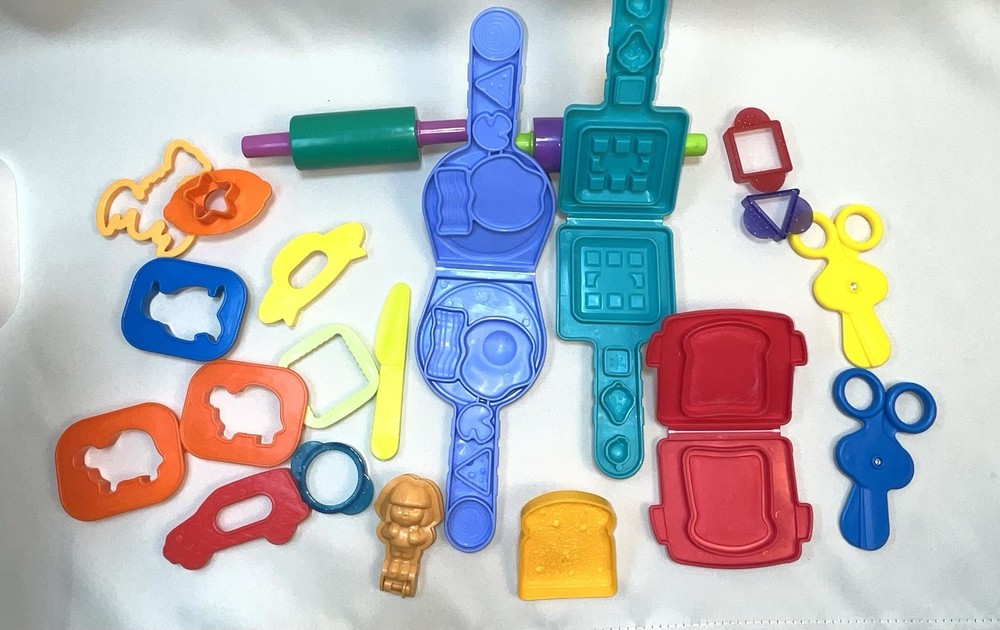 Lot  Play Doh Molds Breakfast Tools Cookie Cutters Assorted Rolling Pins Hasbro