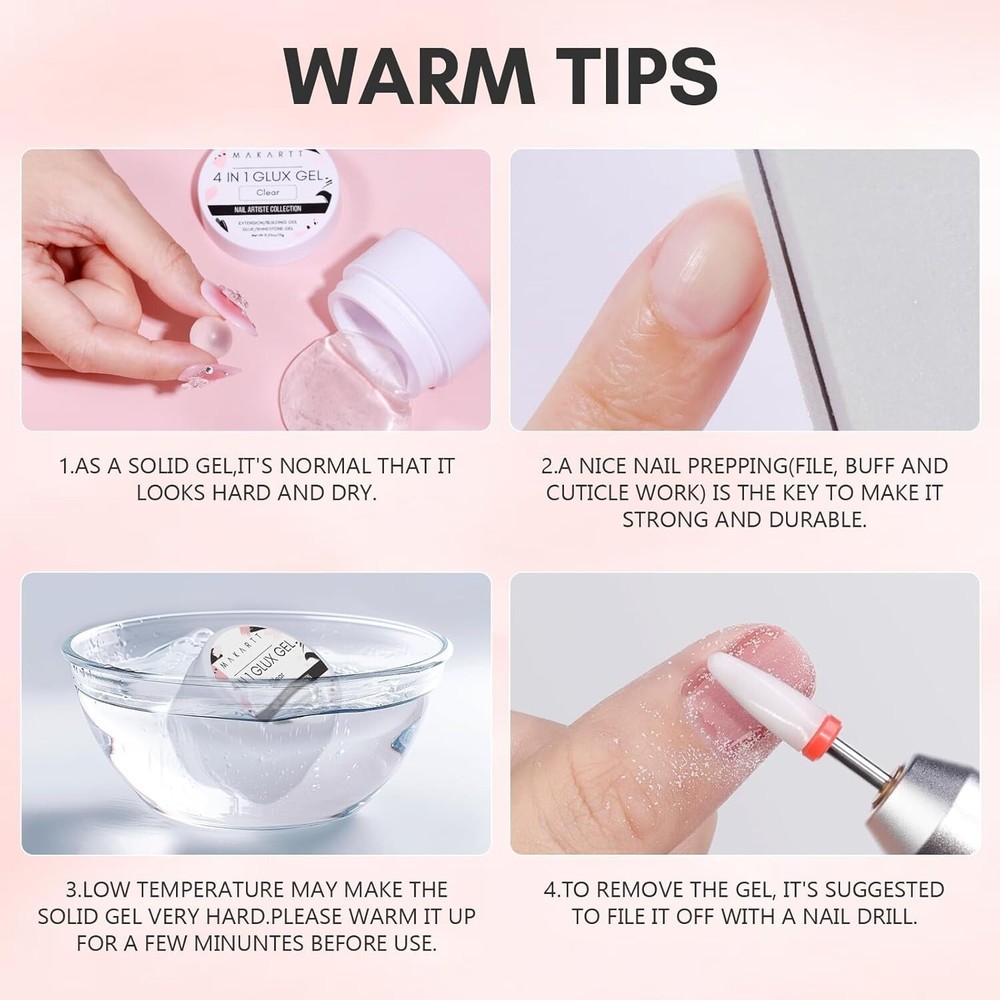 Clear Hard Gel Builder - Easy Application for Long-Lasting 3D Nail Designs