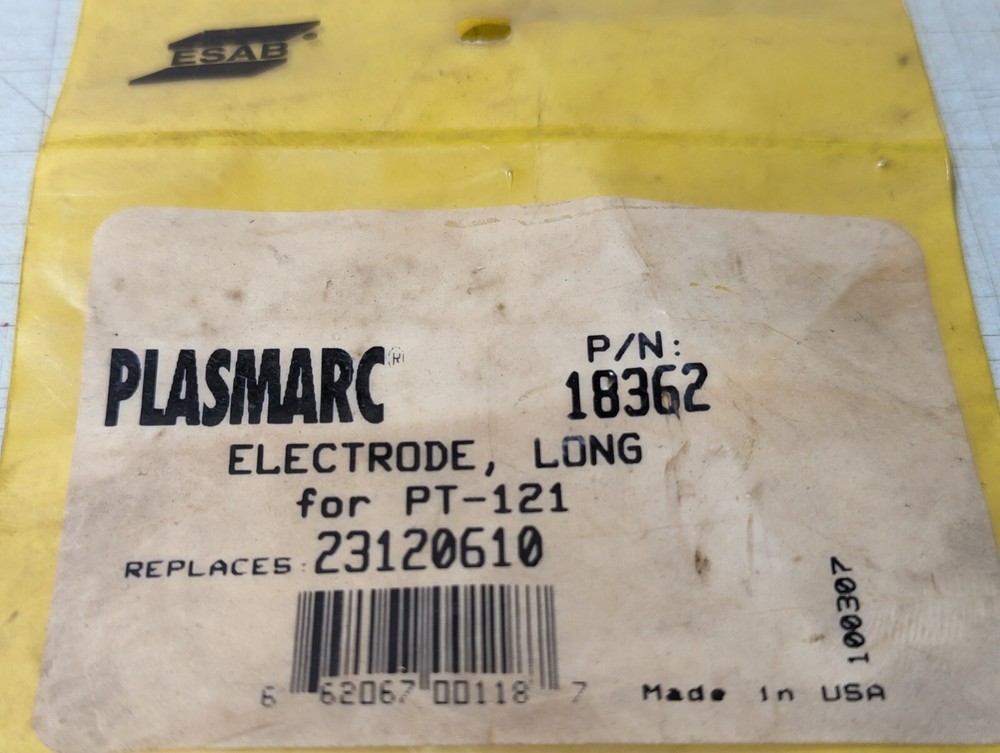 ESAB PT-121 / PT-121M Plasmarc Torch Long Electrode 18362 NEW