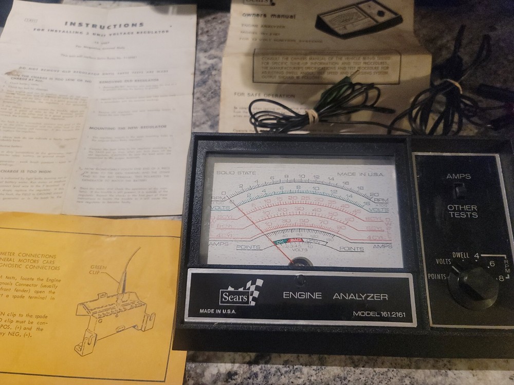 Sears Engine Analyzer Model 161.216300/ Cords and original box!