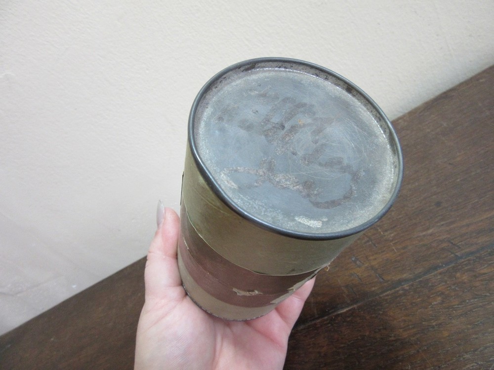 Old cardboard can with Joe J. Marx label