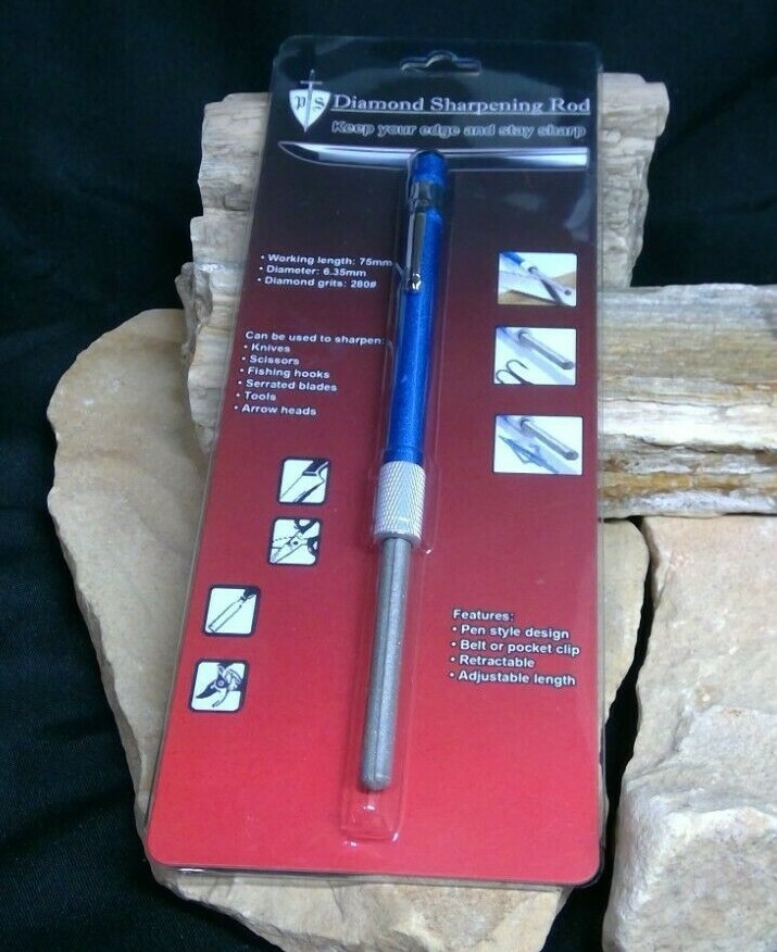 7 1/4" Fish Pen Style Sharpener Blue Handle