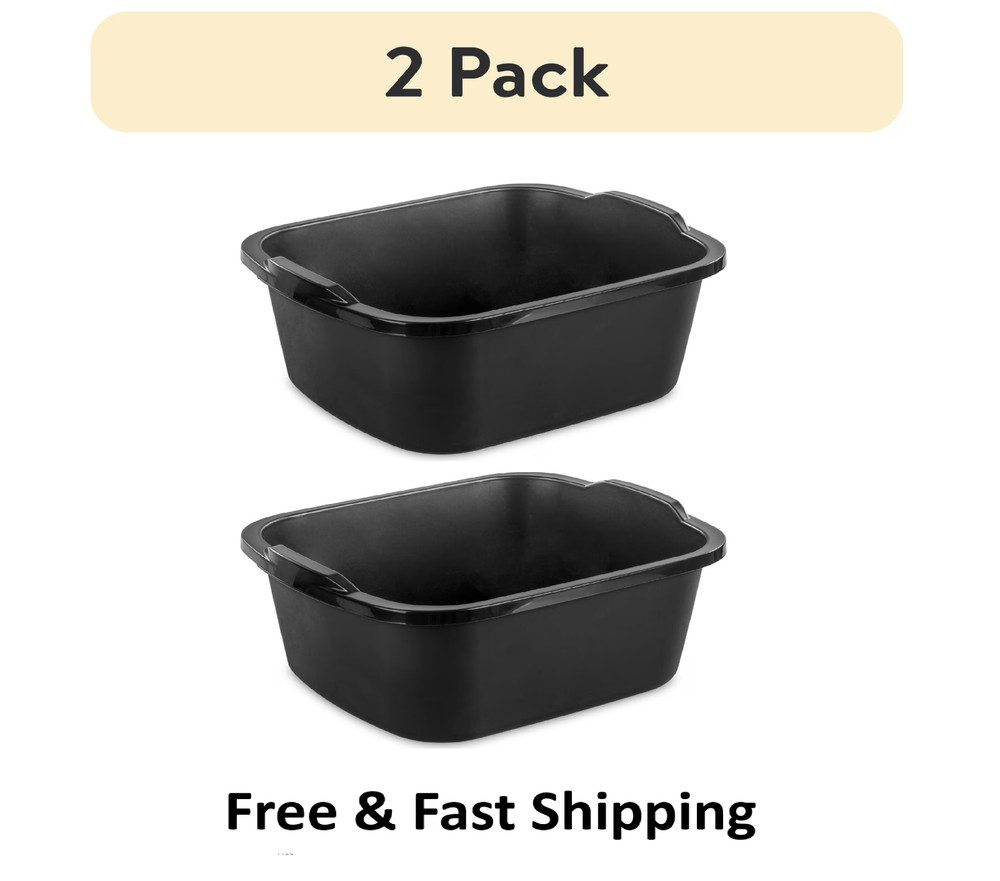 2 pack Sterilite 18 Qt. Dishpan, Multi-Purpose Plastic Wash Tub, Kitchen
