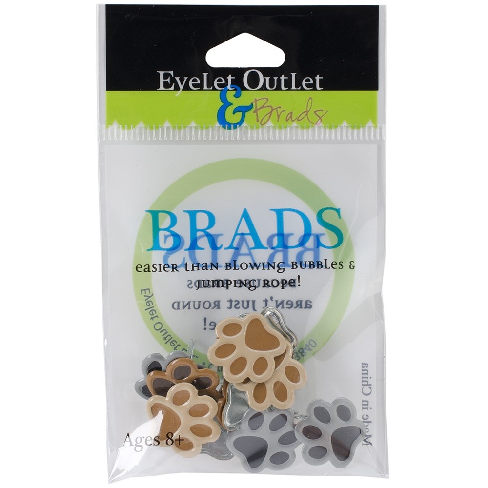 Eyelet Outlet Shape Brads 12/Pkg Paws