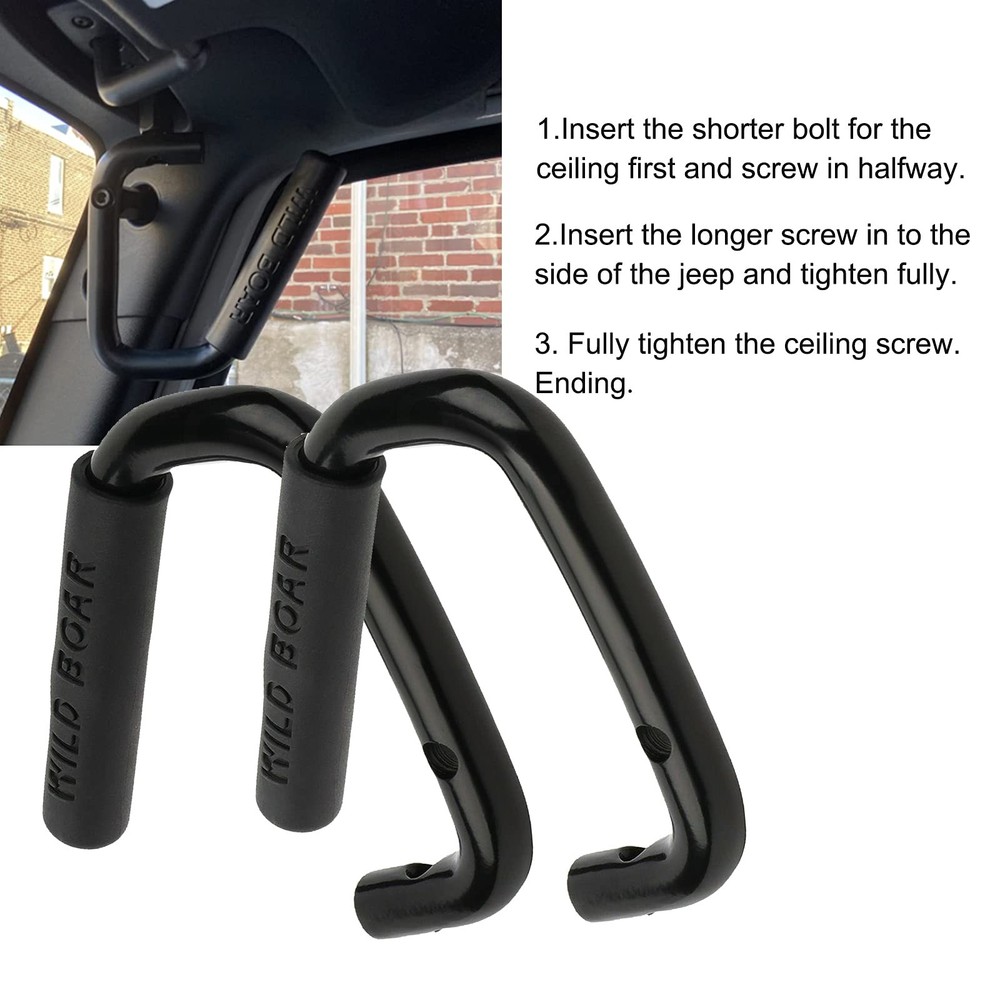 Pack of 2 Front Grab Bar Handles Black Textured Compatible Front,