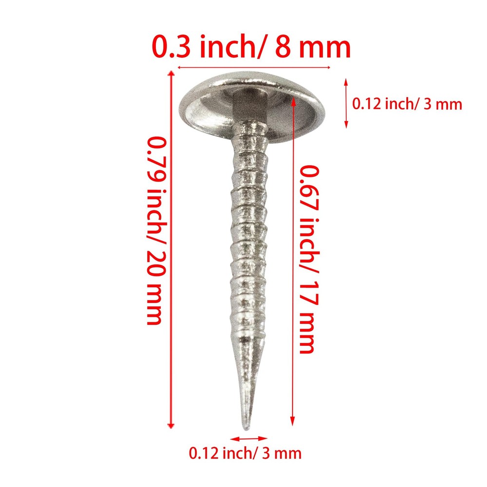 AUXBC 100 PCS Mini Upholstery Nails, 4/5" Decorative 4/5"-Silver, Silver