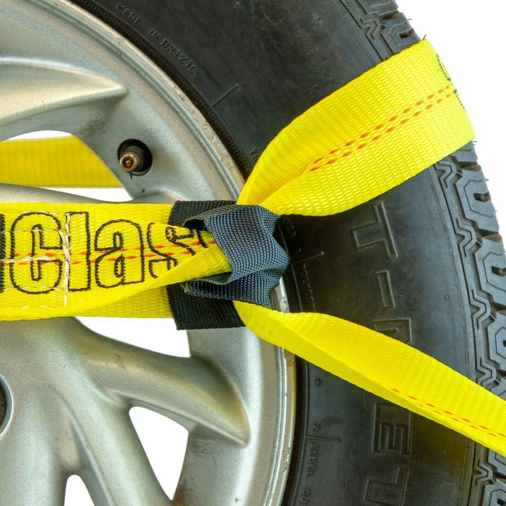 VULCAN 8-Point Roll Back Car Tie Down Kit - Snap Hooks On Both Ends, 4 Pack