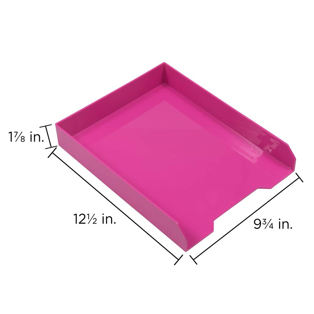 Stackable Paper Trays - Pink - Desktop Document, Letter, & File Organizer Tra...