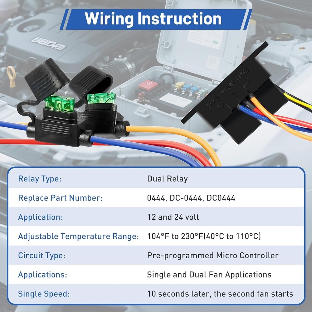 Dual Electric Fan Switch Kit 12V/24V