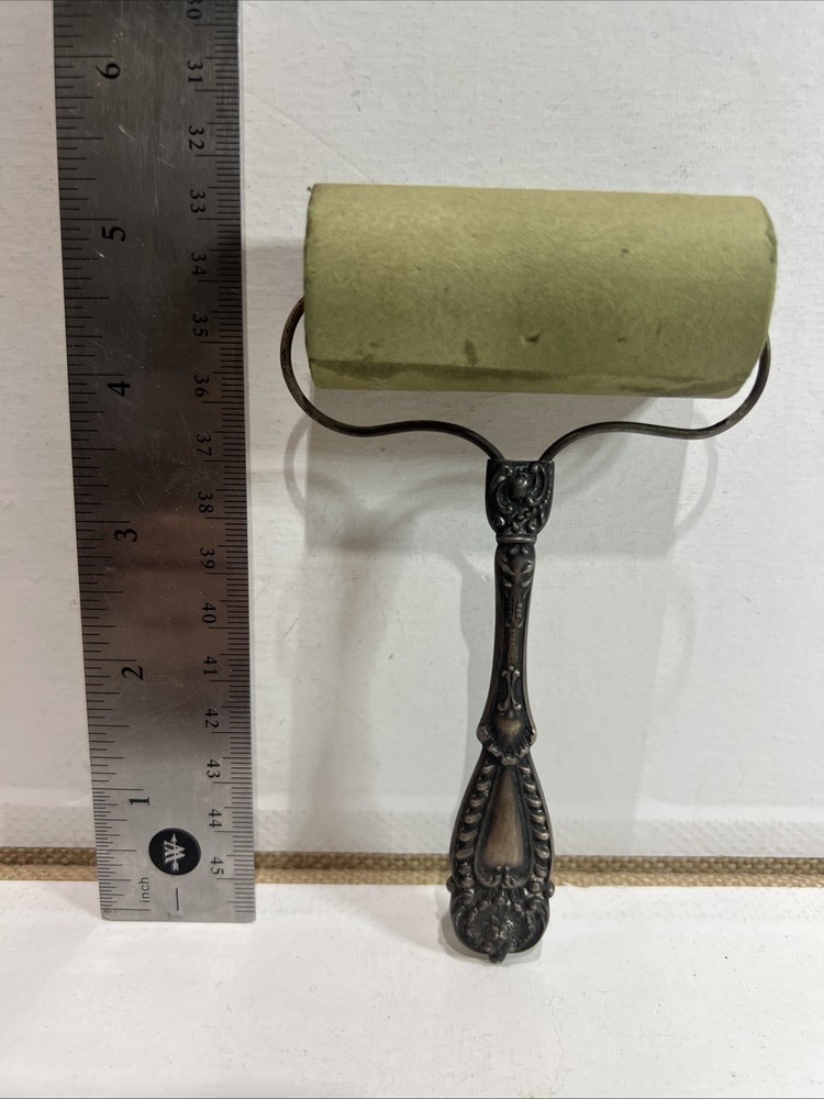Antique Sterling/925 Silver Embossed Handle Ink Blotter Roller