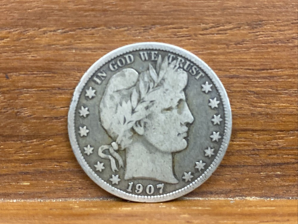 1907-D BARBER SILVER HALF DOLLAR NICE COIN 90% SILVER