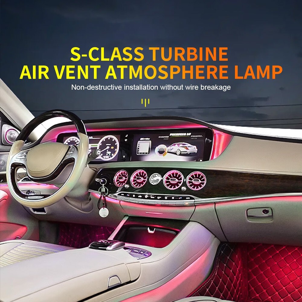 7 Color Air Vent Ambient Lamp For Mercedes Benz S-Class W222 S550 S400 2014-2017