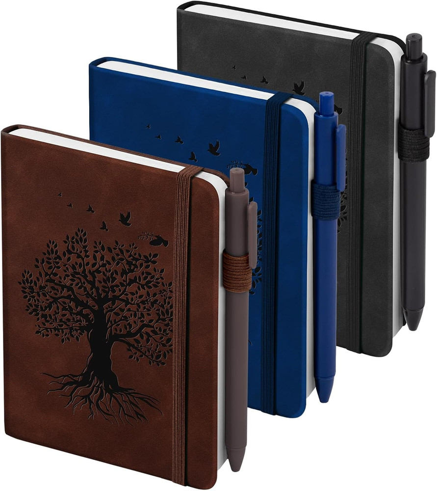 3 Pack Pocket Journaling Notebooks, A6 Small Notebook Total 360 Pages Journaling