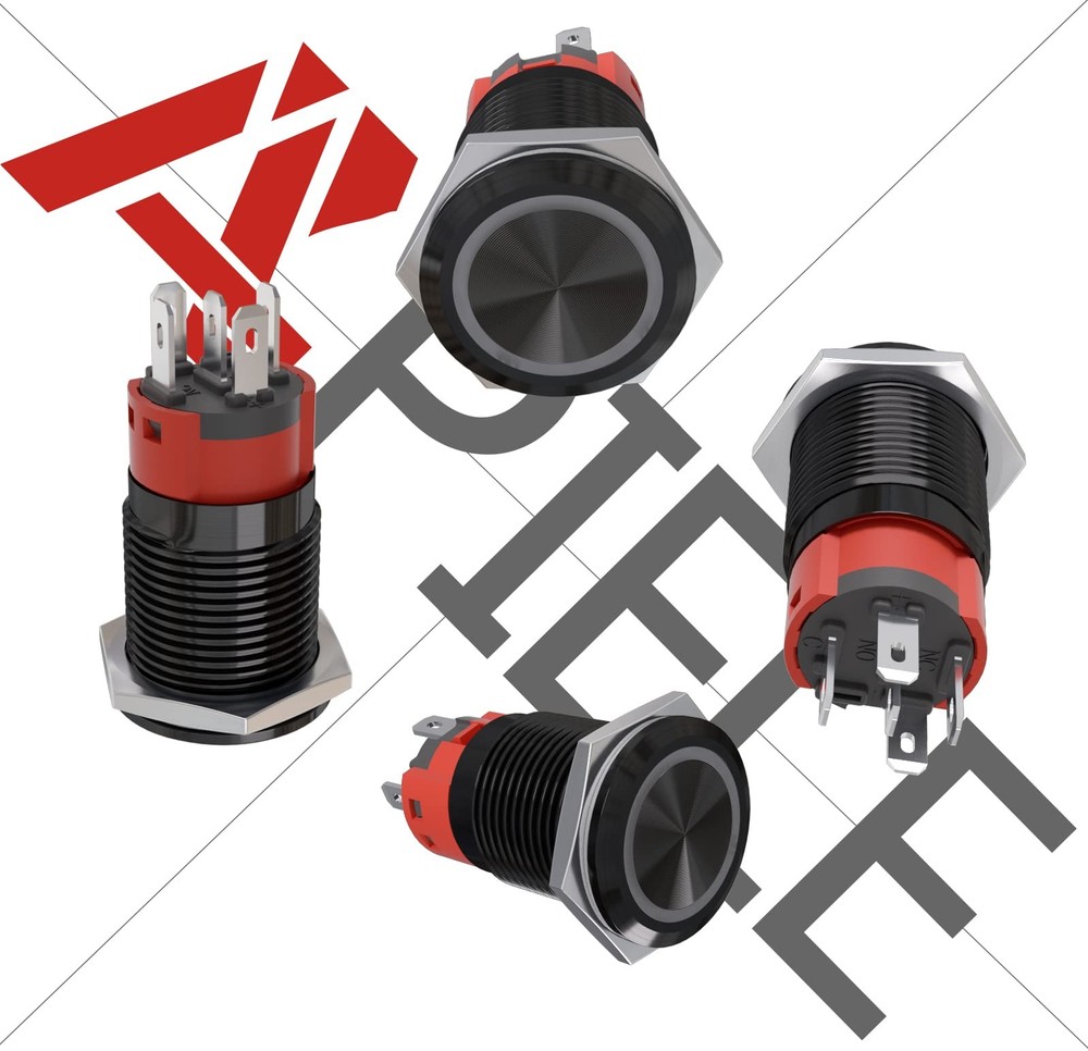 16mm Momentary Black Push Button Switch On Off Black Shell-Green Black Shell