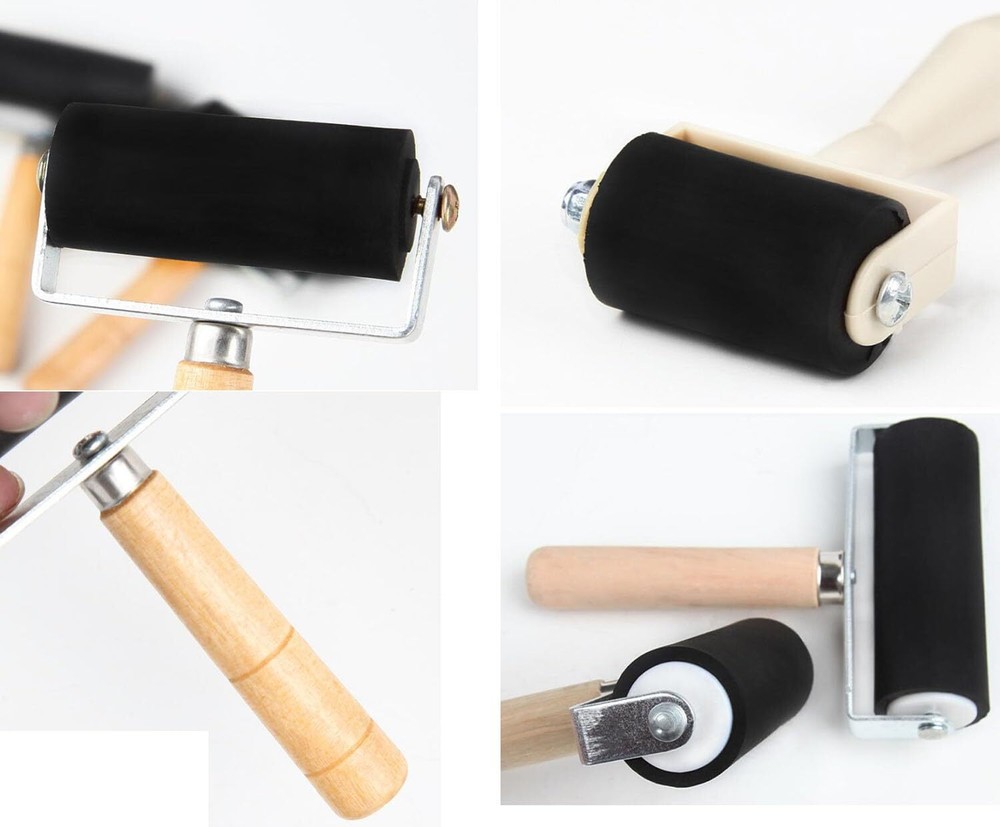 3 Pack Rubber Brayer Roller for Crafting Printmaking Ink Applicator Wallpaper