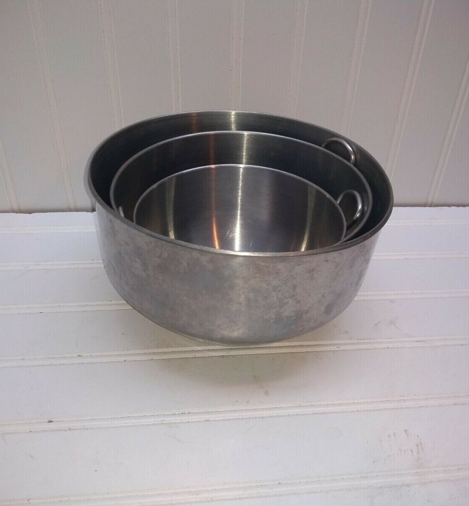 Revere Ware Stainless Bake-ware 3pcs Nesting Mixing Batter Bowl Dish Thumb Ring