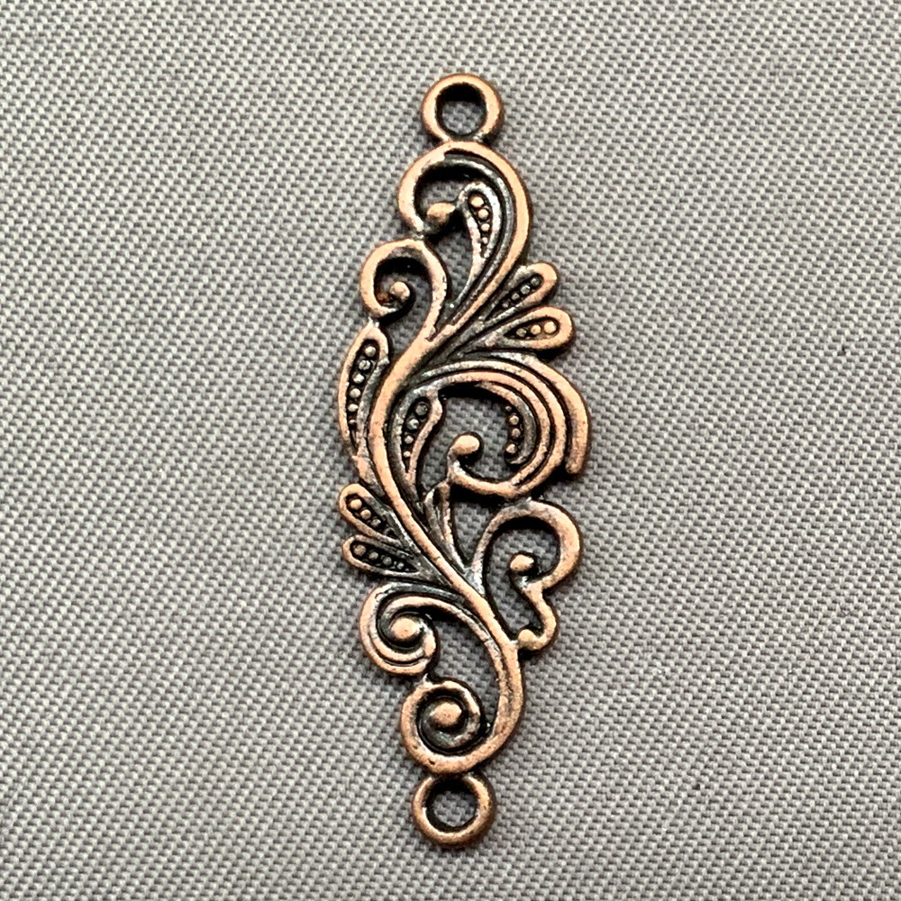 Baroque Scroll Work 2 Loop Links 30x10mm Antique Copper Alloy Q50 Per Pkg