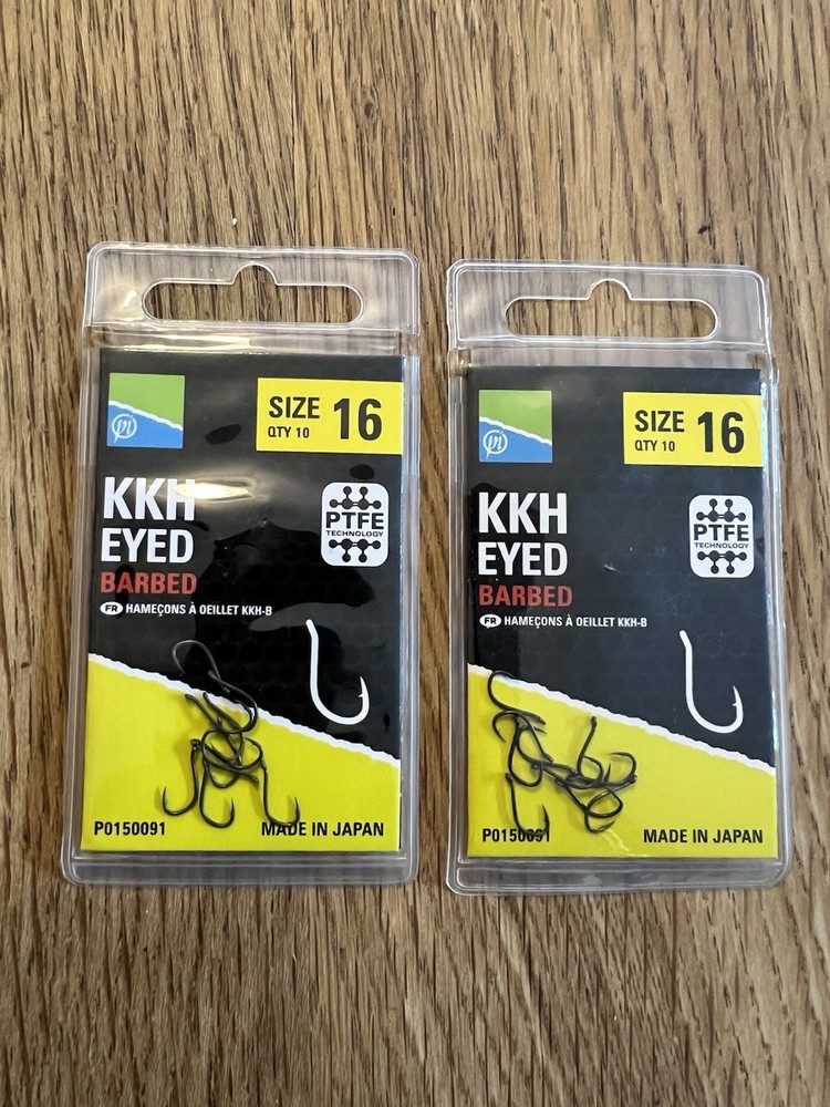 2 PACKS Preston Innovations KKH Barbed Hooks Range Size 16 - 20 Hooks