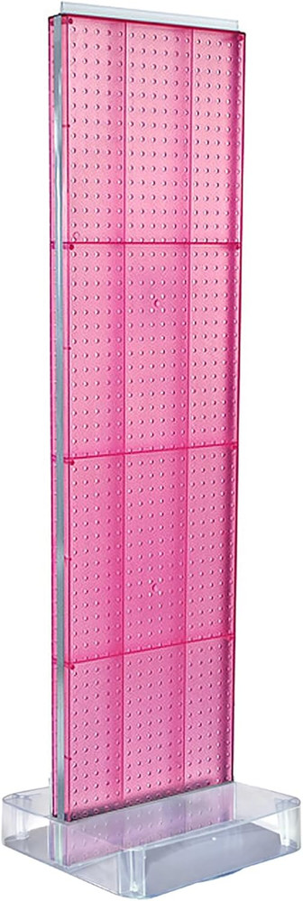 Pink Double-Sided Pegboard Display Stand with Round Base, 16" x 60