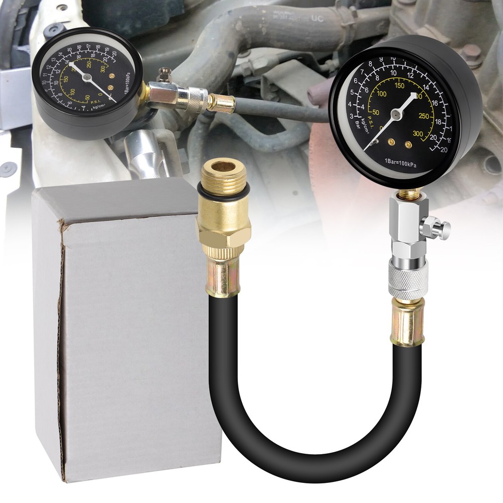 Compression Tester Gauge Kit Triple Scale Tool for Engine Cylinder Test 0-300PSI