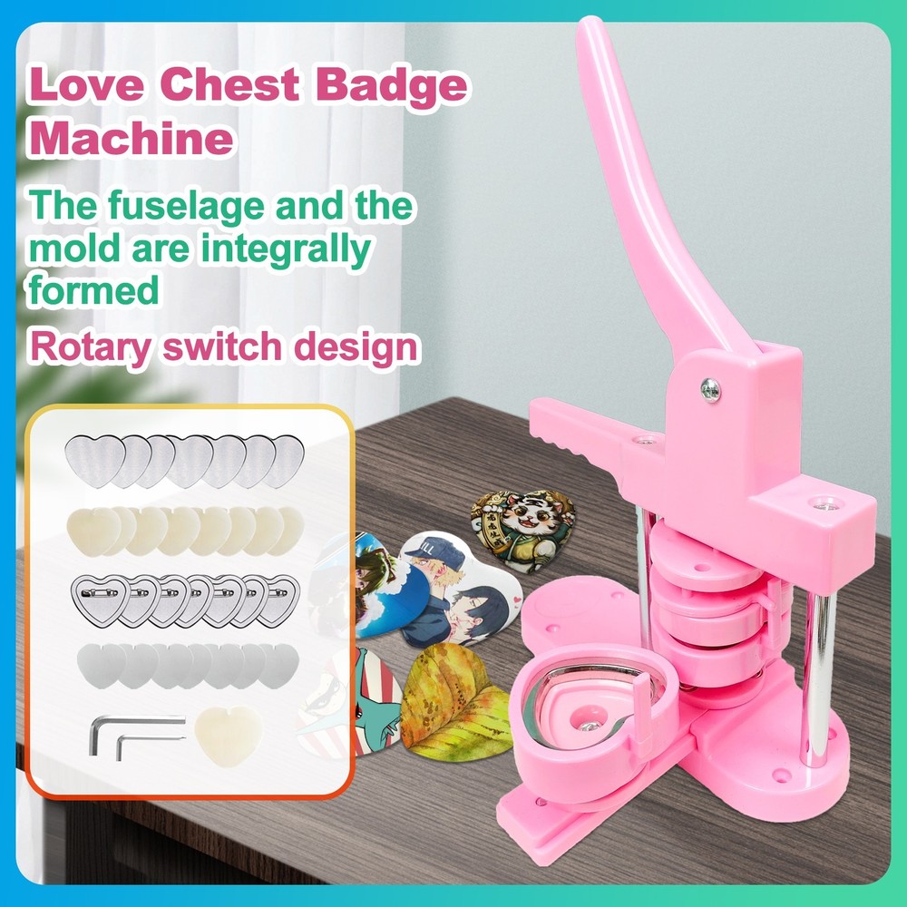 Heart-Shaped Button Maker Machine, DIY Pin Button Maker Press Machine Kit