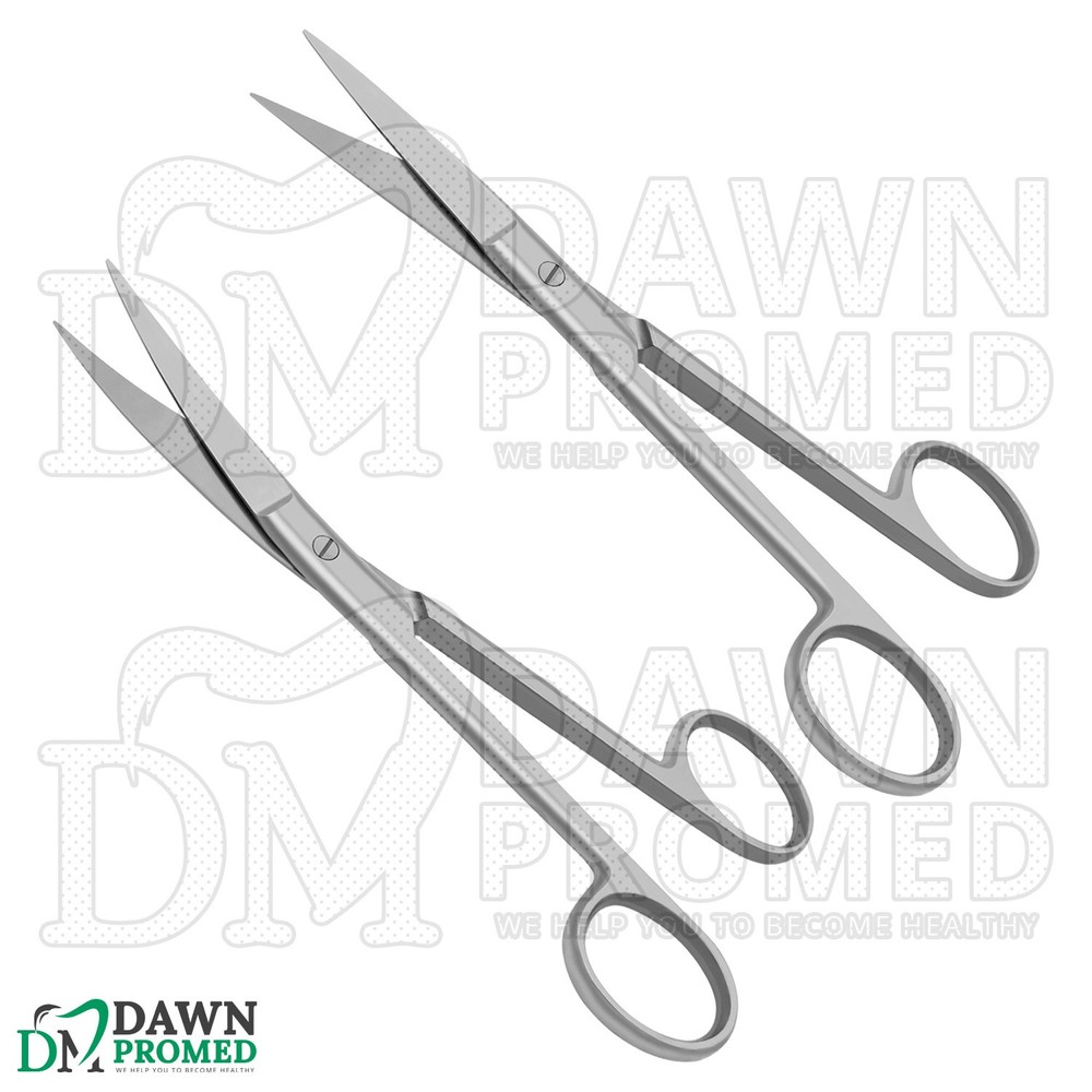 2 Pcs Operating Scissors 6.5" Straight & Curved Sharp Sharp Round Pattern Set