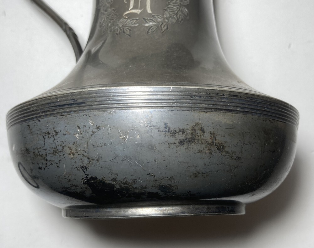 Vintage Jug Pitcher Knickerbocker Silver Company Decorative Monogram