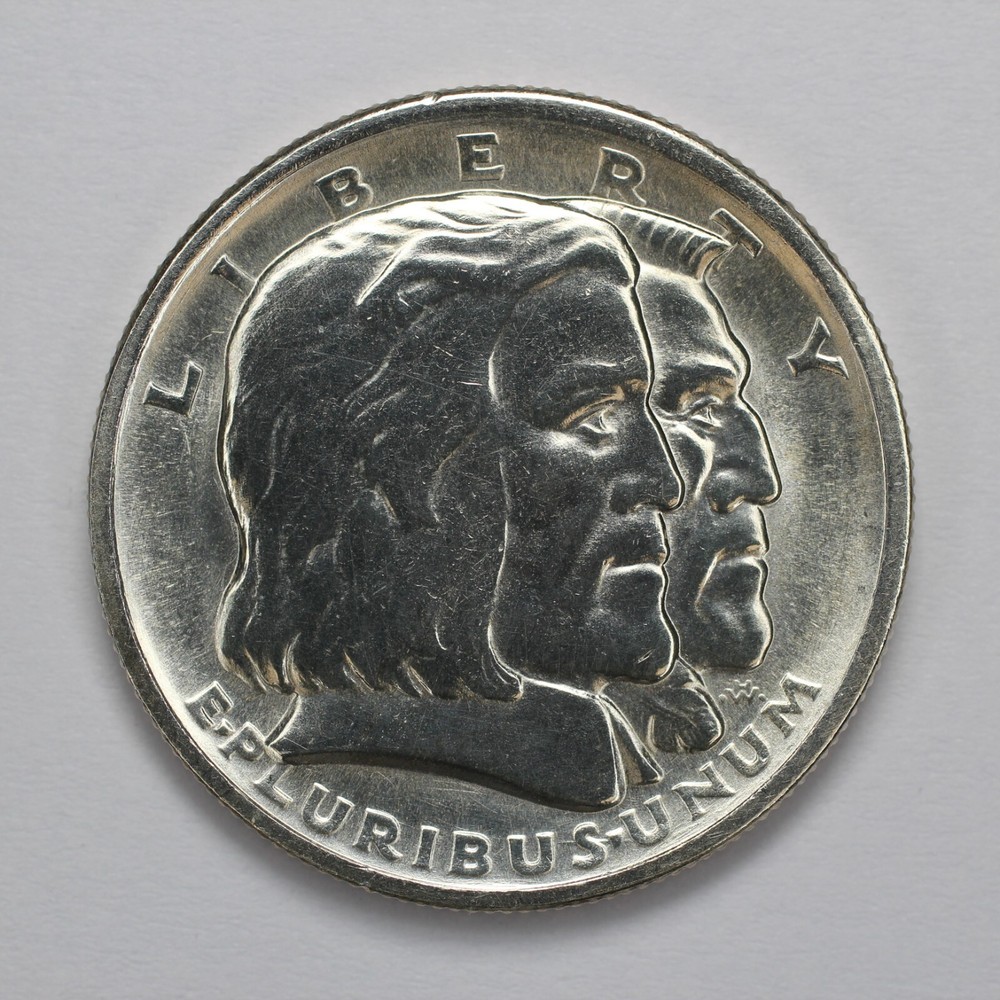 1936 Long Island Silver Half Dollar Cleaned UNC