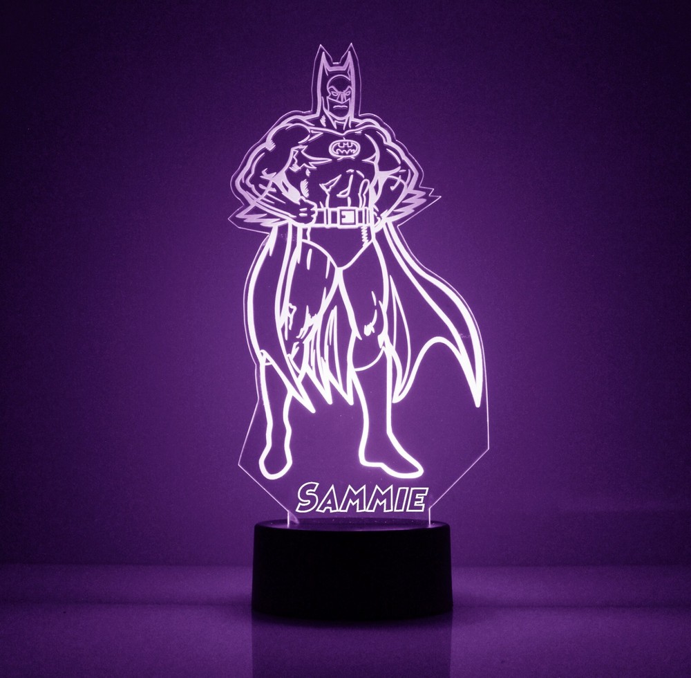 Batman Personalized FREE, LED Night Light Lamp with Remote Control LED Light