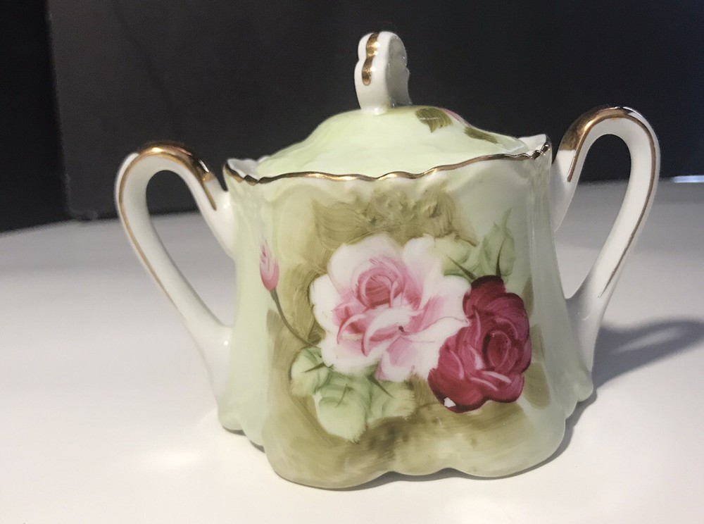 Vintage Norcrest Sugar Bowl TA-52 Rose Pattern