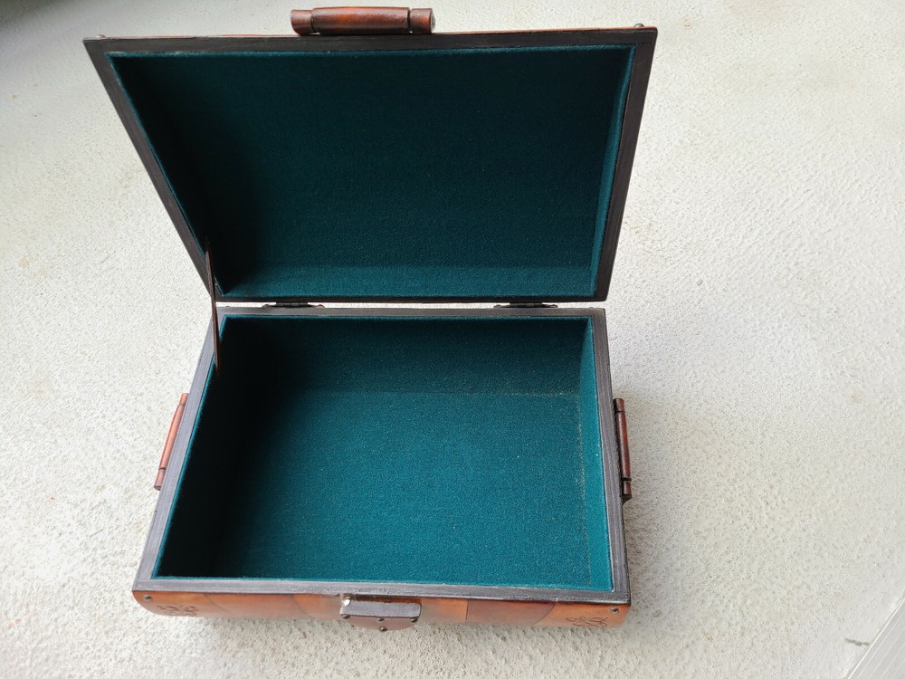 Gorgeous Leather Trunk with Rounded Hand-Tooled Cover