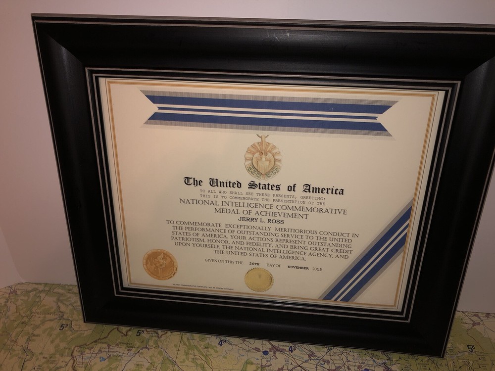 NSA - NATIONAL INTELLIGENCE COMMEMORATIVE ACHIEVEMENT MEDAL CERTIFICATE Type-1