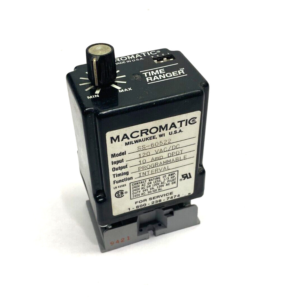 Macromatic SS-60522 Time-Ranger Programmable Interval Timing Relay 120VAC/DC