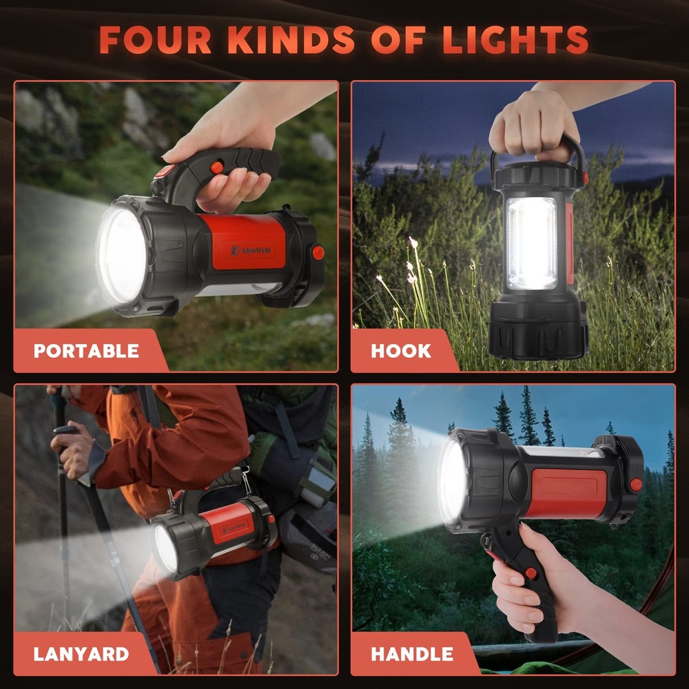 Camping Lantern Rechargeable, AlpsWolf LED Flashlight Spotlight Red