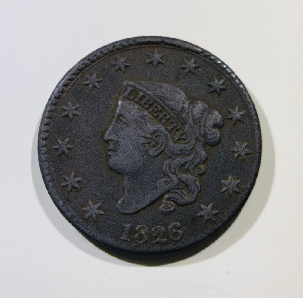 1826 1C Large Cent Coronet Head - AU Nice Original Copper