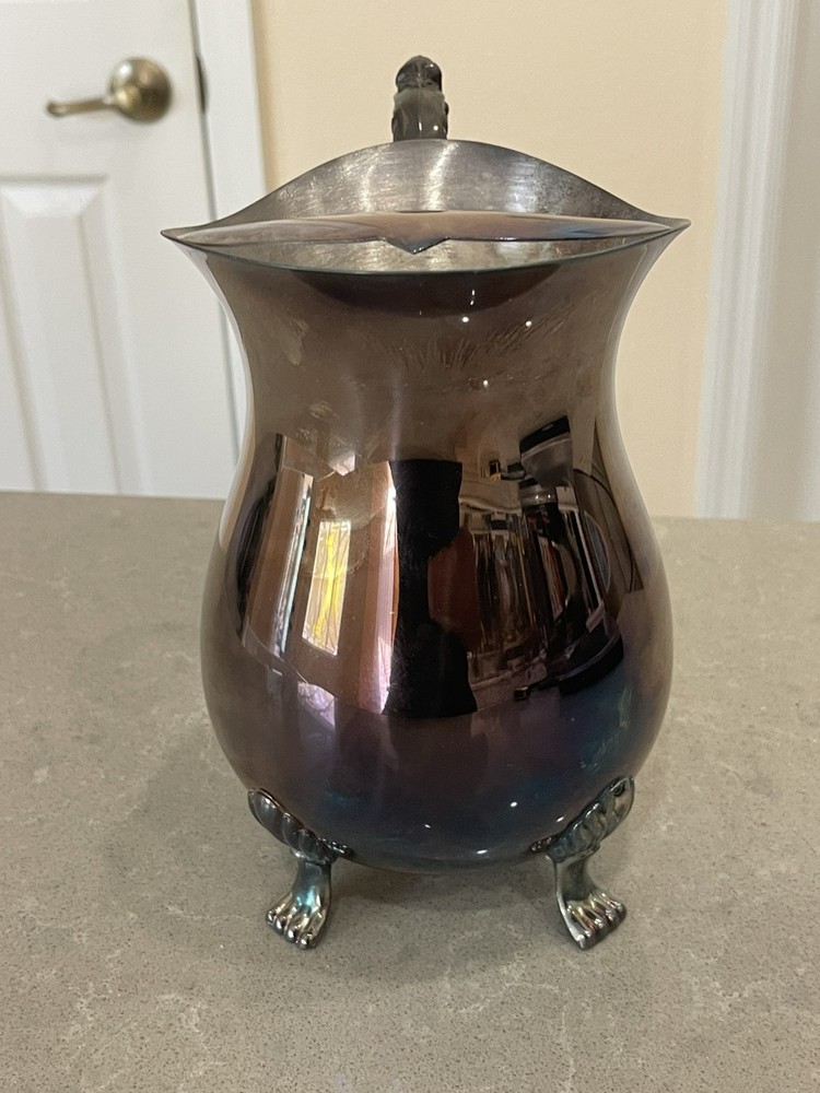 Leonard Silverplate Footed Water Pitcher With Ice Lip 8.5”